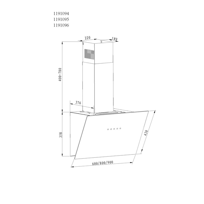 Amica KHF 664 630 S Kaminhaube Simple Wandmontiert Schwarz 620 m³/h