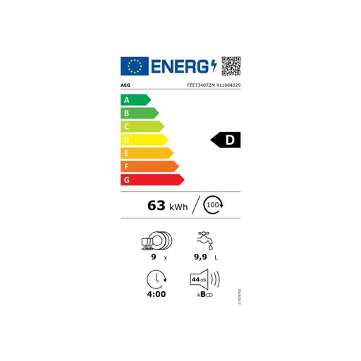 Produktbild teilintegrierbarer Geschirrspüler - AEG FEE73407ZM Geschirrspüler teilintegriert 45cm 9 Maßgedecke D