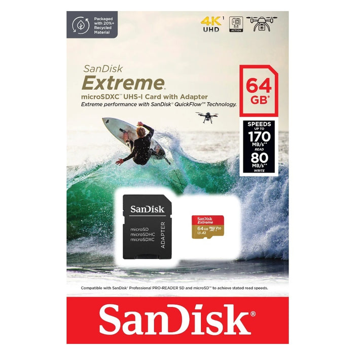 SanDisk Extreme 64 GB MicroSDXC UHS-I Klasse 10