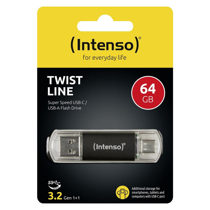 Intenso 3539490 USB-Stick 64 GB USB Type-A / USB Type-C 3.2 Gen 1 (3.1 Gen 1) Anthrazit