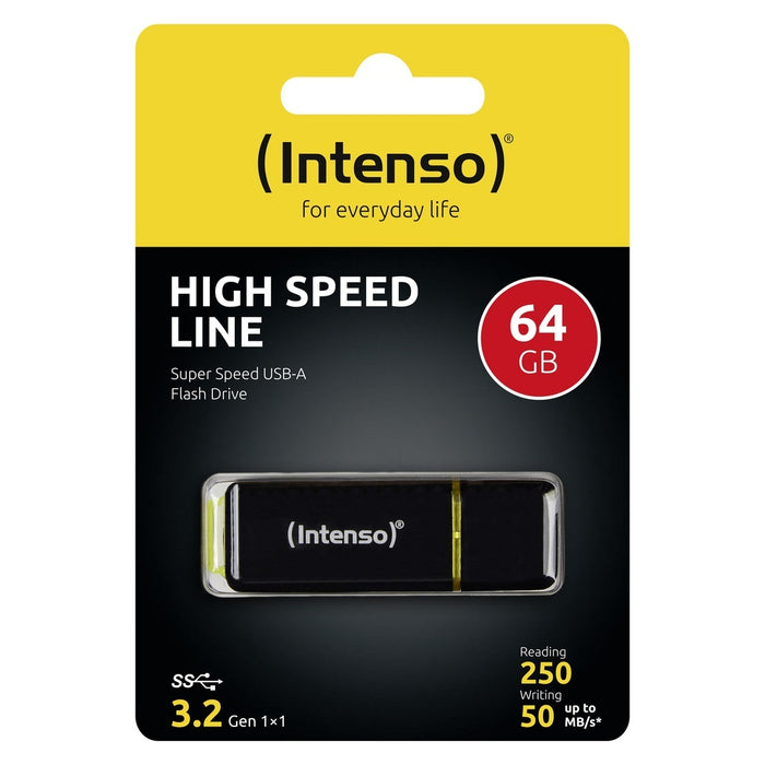 Intenso High Speed Line USB-Stick 64 GB USB Typ-A 3.2 Gen 1 (3.1 Gen 1) Schwarz, Gelb