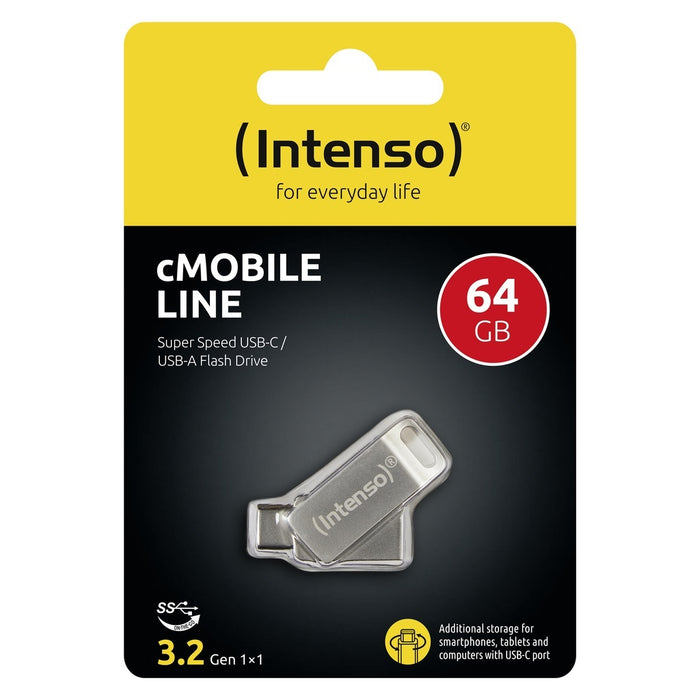 Intenso cMobile Line USB-Stick 64 GB USB Type-A / USB Type-C 3.2 Gen 1 (3.1 Gen 1) Silber