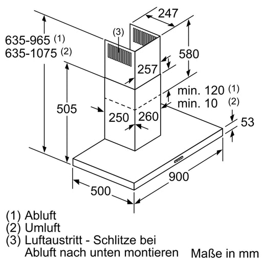 Produktbild Kaminhaube - Bosch Serie 2 DWB96BC50 Dunstabzugshaube Wandmontiert Edelstahl 590 m³/h B