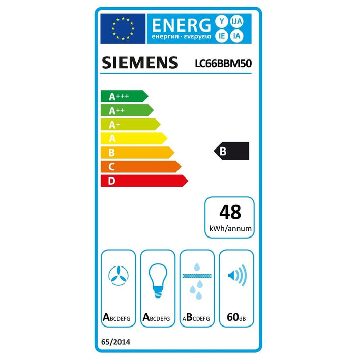 Siemens iQ300 LC66BBM50 Dunstabzugshaube Wandmontiert Edelstahl 580 m³/h B