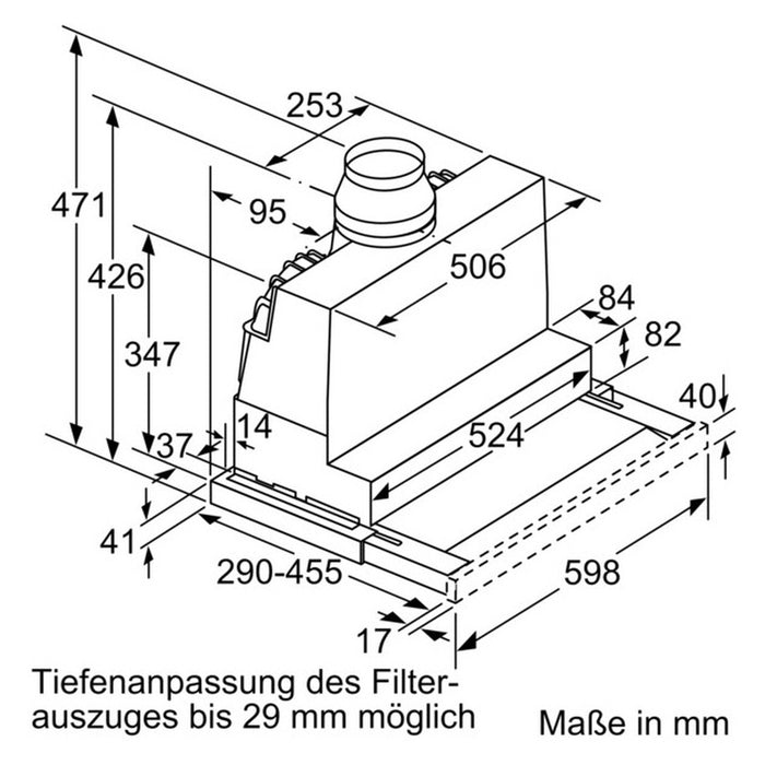 Bosch Serie 4 DFR067A52 Dunstabzugshaube Halb eingebaut (Pullout) Silber 399 m³/h A