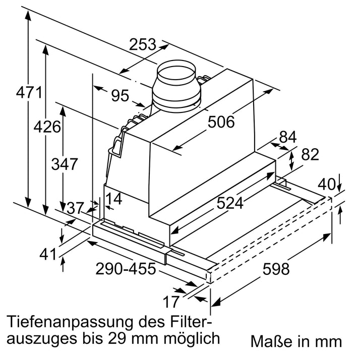 Neff D46ED52X1 Dunstabzugshaube Halb eingebaut (Pullout) Edelstahl 399 m³/h A