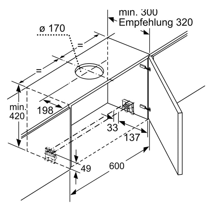 Neff D46ML54X1 Dunstabzugshaube Halb eingebaut (Pullout) Edelstahl 392 m³/h A