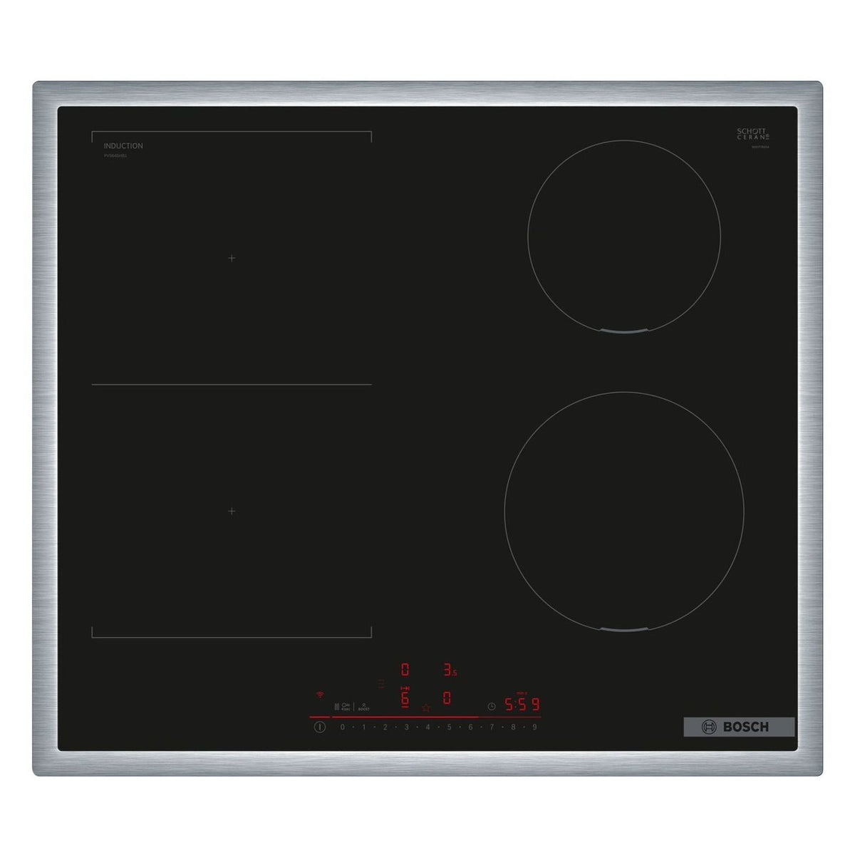 Produktbild Induktions-Kochfeld - Bosch Serie 6 PVS645HB1E Induktionskochfeld integriert 60cm 4 Zonen Schwarz