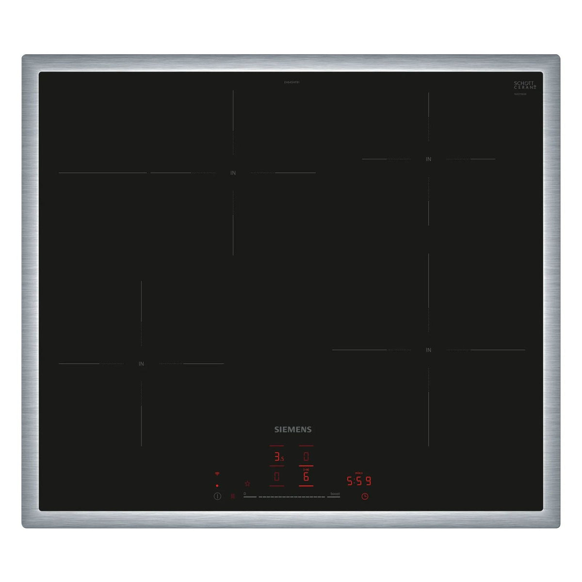 Produktbild Induktions-Kochfeld - Siemens iQ300 EH645HFB1E Induktionskochfeld integriert 60cm 4 Zonen Schwarz