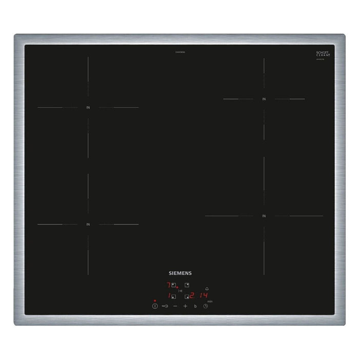 Siemens iQ100 EH645BEB6E Induktionskochfeld Schwarz, Edelstahl Integriert 60 cm 4 Zone(n)