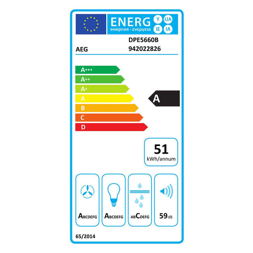 Produktbild Flachschirmhaube - AEG DPE5660B Dunstabzugshaube Halb eingebaut (Pullout) Aluminium, Schwarz 400 m³/h