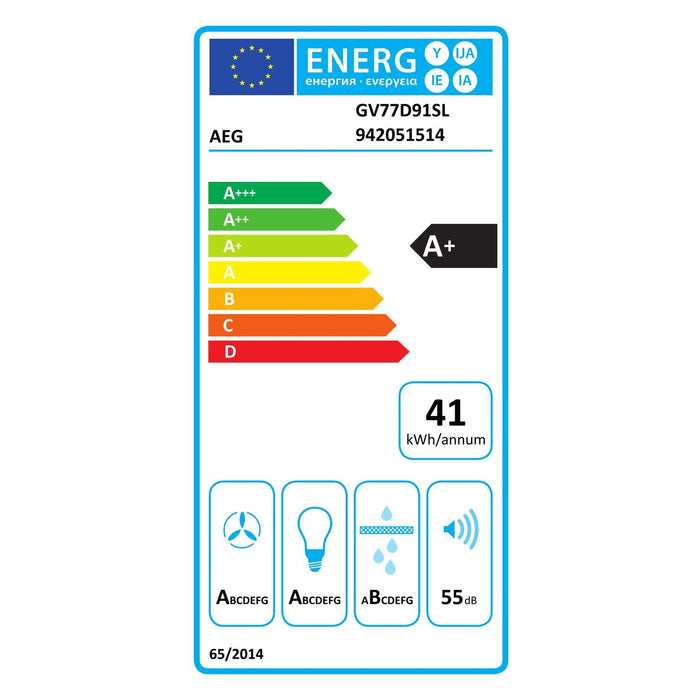 AEG GV77D91SL Dunstabzugshaube Wandmontiert Schwarz, Silber 725 m³/h