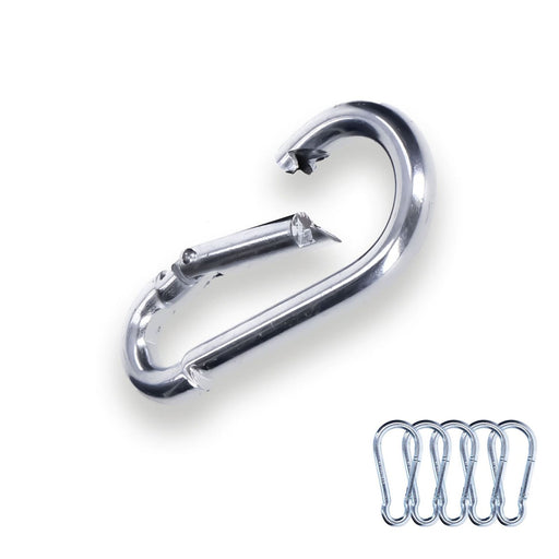 Produktbild Allzweck-Karabiner - 5x Karabinerhaken 50x5 mm Stahl verzinkt DIN5299 C-Form (Birne) rostfrei Schnapphaken bis 120Kg