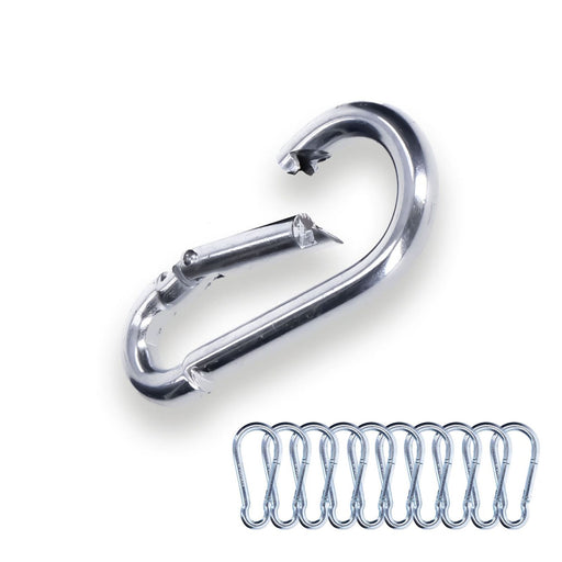 Produktbild Allzweck-Karabiner - 10x Karabinerhaken 50x5 mm Stahl verzinkt DIN5299 C-Form (Birne) rostfrei Schnapphaken bis 120kg