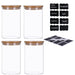 TP 4er Set Vorratsglas mit Bambusdeckel und 8 Kreidetafel- Sticker (4 x 1000ml)