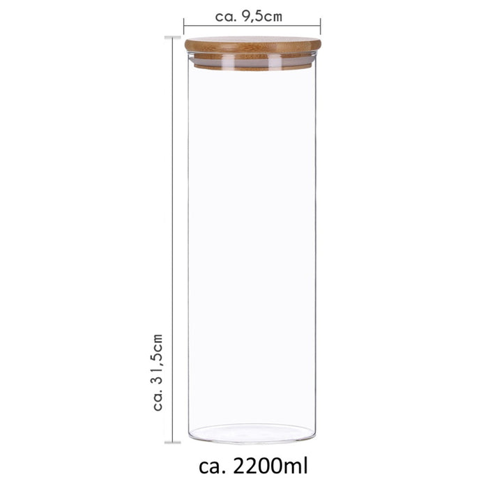 TP 4er Set Vorratsglas mit Bambusdeckel und 8 Kreidetafel- Sticker (4 x 2200ml)