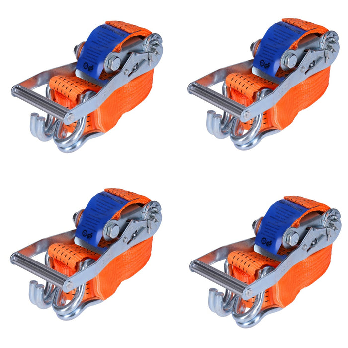 TP 4x Spanngurt, Zurrgurt zur Ladungssicherung 2-  50mm Gurtbreite, 5T (5000 Kg) mit Spitzhaken - 6m
