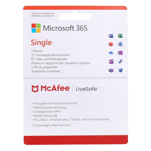 Produktbild Sonstiges - Microsoft 365 / McAfee LiveSafe Bundle 12-Monate Abonnement Product Key