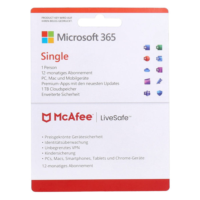 Microsoft 365 / McAfee LiveSafe Bundle 12-Monate Abonnement Product Key