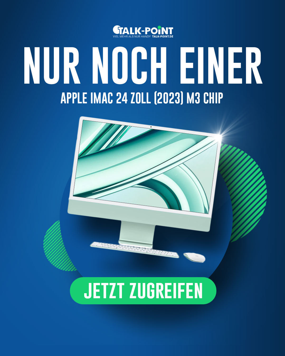 Apple iMac 24 Zoll MQRP3D/A (2023) Apple M3 Chip 8-Core CPU/10-Core GPU 8GB Ram 512GB SSD grün