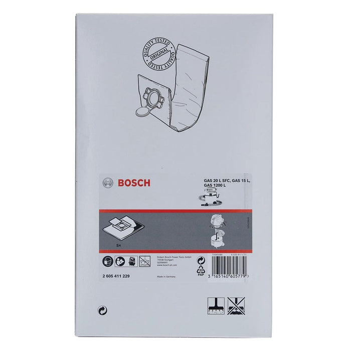 Bosch Professional Vliesfilterbeutel 2 605 411 229 für GAS 15, GAS 20 L SFC Professional (VE 5)