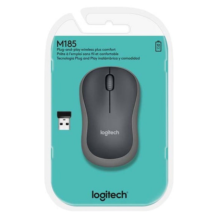 Logitech M185 Funkmaus grau (1000 DPI, kabellos, beidhändig)