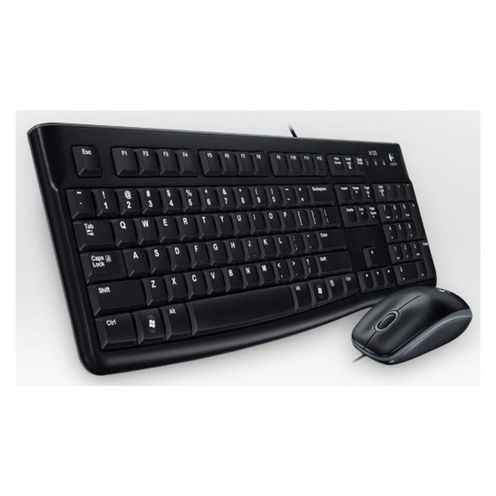 Logitech MK120 USB-Tastatur-Maus Set schwarz (1000 DPI, QWERTZ, kabelgebunden, beidhändig)