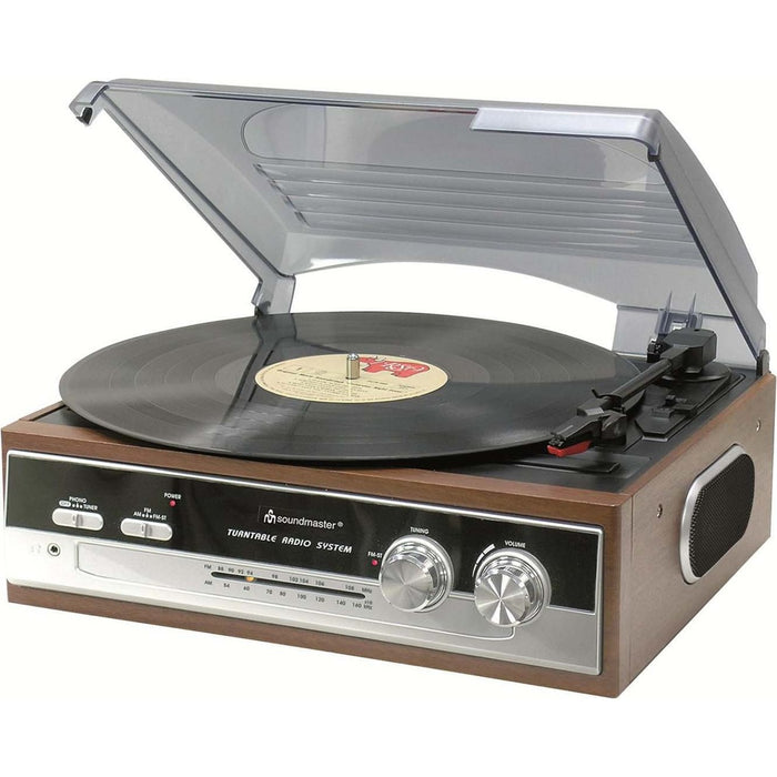 Soundmaster PL 186H Plattenspieler/Radio 70iger Jahr Design Holz-Silber