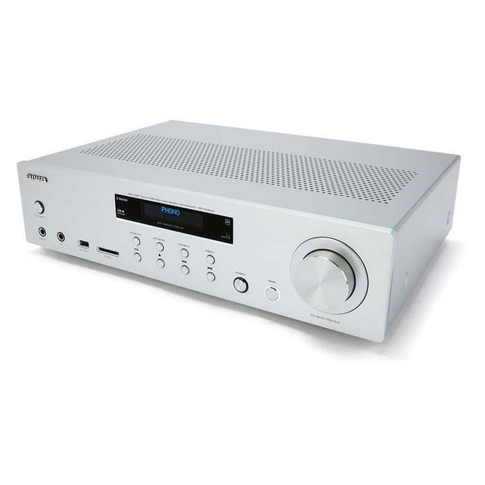 Aiwa AMU-120BT SR Verstärker Stereo, BT, USB, SD-MP3 Silber