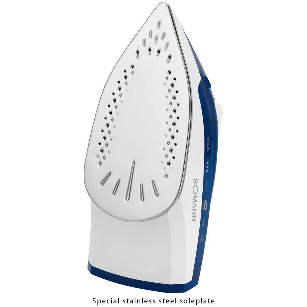 Produktbild Dampfbügeleisen - Bomann DB 6004 CB Dampfbügeleisen Edelstahlsohle weiß / blau