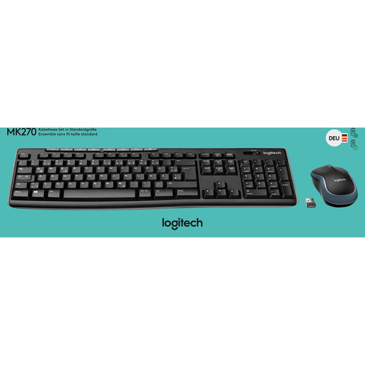 Produktbild ergonomische Tastatur - Logitech MK270 kabelloses Tastatur-Maus-Set Schwarz