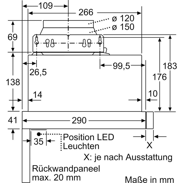 Constructa-Neff Flachschirmhaube 3 Stufen + 1 Intens D46ED22X1