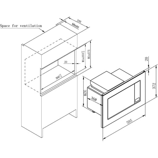 Produktbild Einbau-Mikrowelle - Amica EB-Mikrowelle m. Grill 1000/800W EMW 13184 E