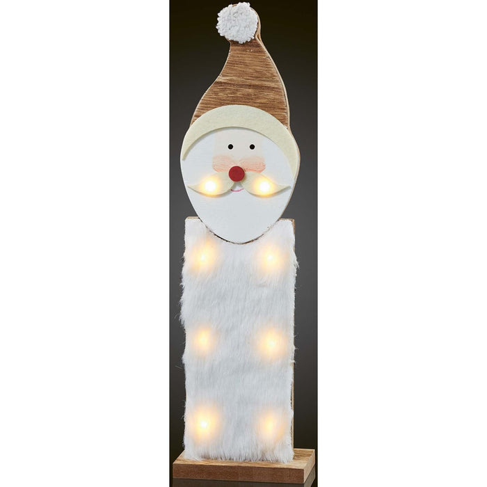 Hellum LED-Weihnachtsmann aus Holz m.Kunstfell 522181