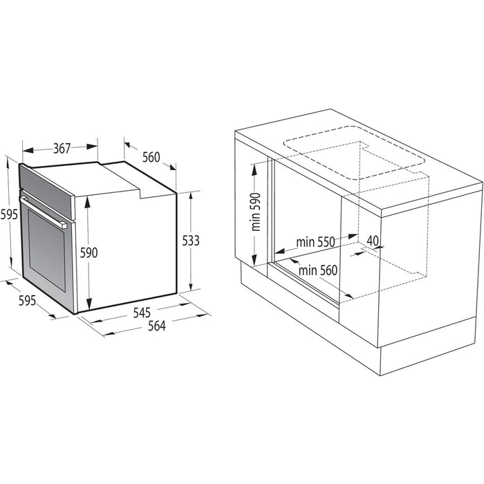 Gorenje Einbauherd BC 6715E02WK Umluft 77 l A Weiß