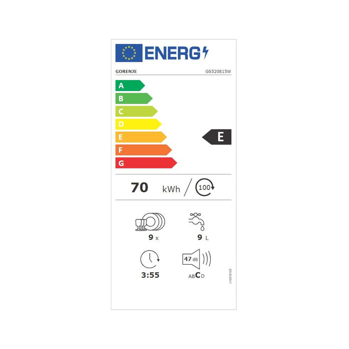 Gorenje Geschirrspüler 45cm,9MG,9l,47dB GS 520E15W