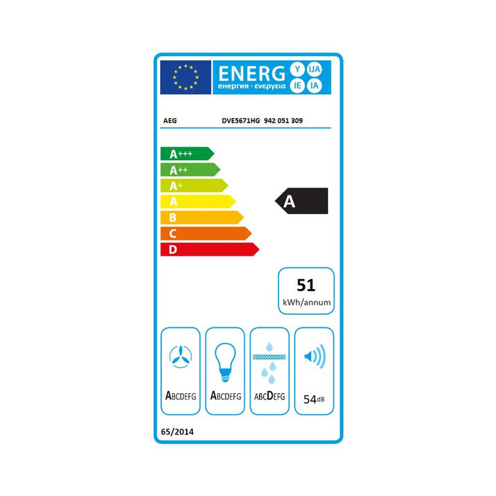 Electrolux AEG MDA Wand-Haube 3Stufen, 60cm DVE5671HG