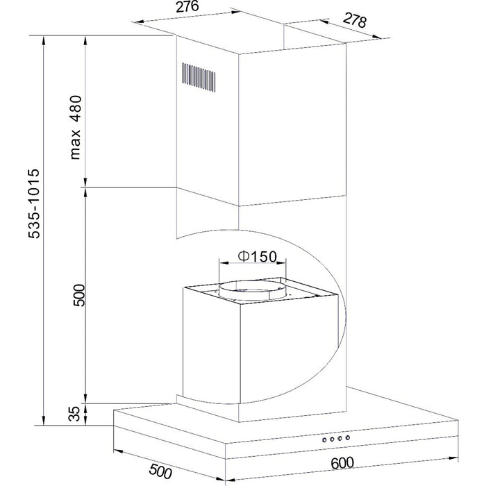 Amica Kaminhaube T-Line, 60 cm, KH 17801-1 E