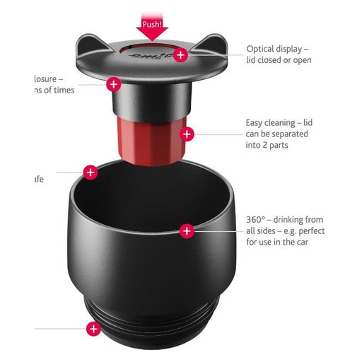 Produktbild Isolierflasche - Emsa TRAVEL MUG Grande Tasse Schwarz, Rot, Edelstahl 1 Stück(e)