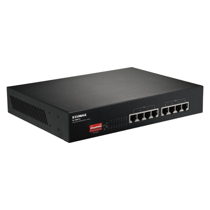 Edimax ES-1008P V2 Netzwerk-Switch Fast Ethernet (10/100) Power over Ethernet (PoE) Schwarz