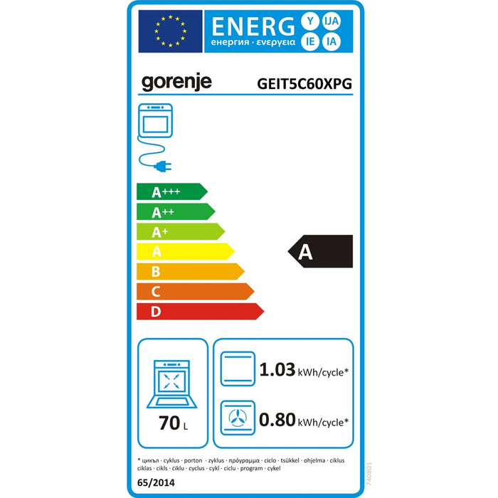 Gorenje Elektroherd Induktion Heissluft,70L GEIT5C60BPG schwarz A