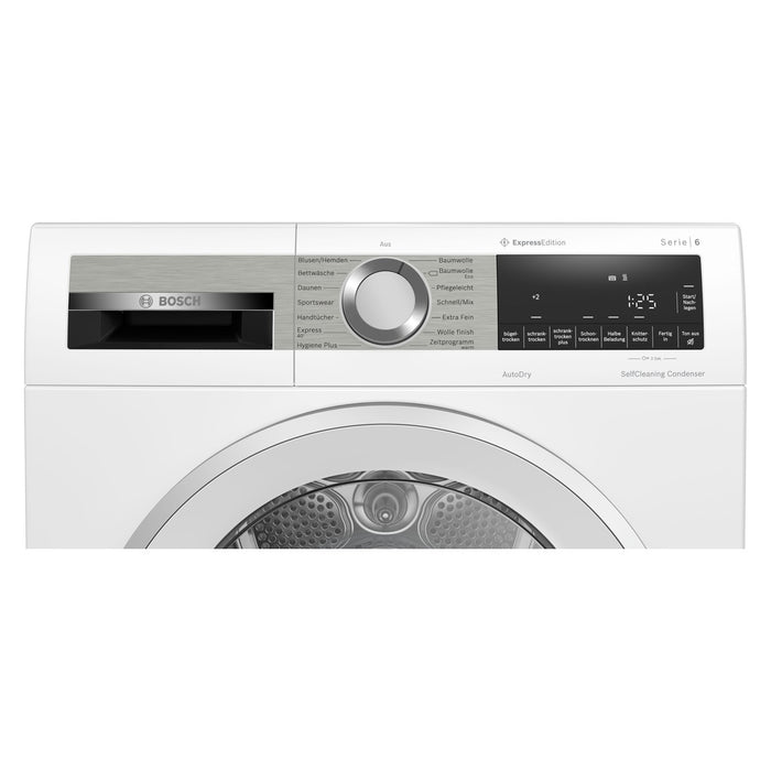 Bosch Serie 6 WQG235DH0 Wärmepumpentrockner Frontlader freistehend mit 8 kg in weiß A+++