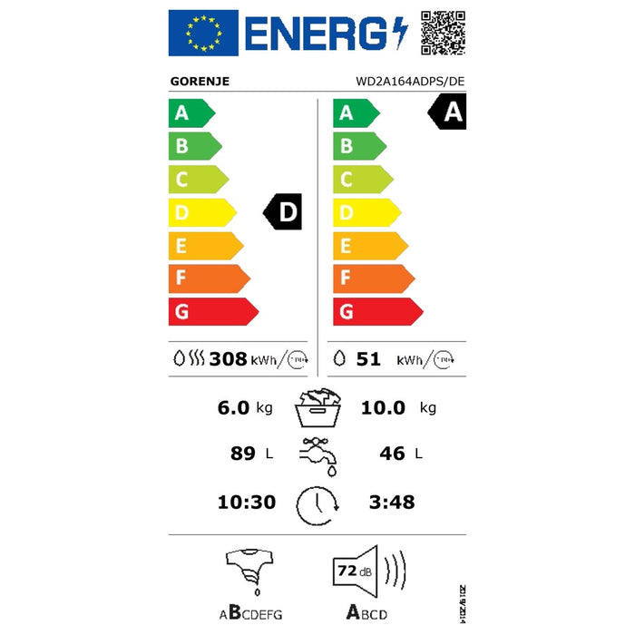 Gorenje Waschtrockner 10/6kg,1400Upm,Steam WD2A 164ADPS/DE