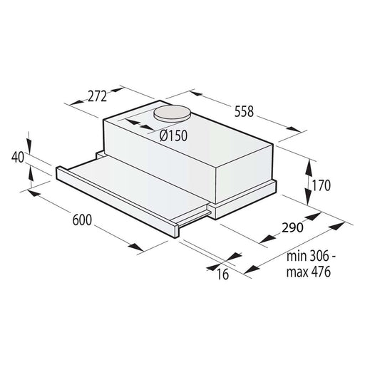 Produktbild Flachschirmhaube - Gorenje Flachschirmhaube 60cm,Drucktasten TH 62E4X silber