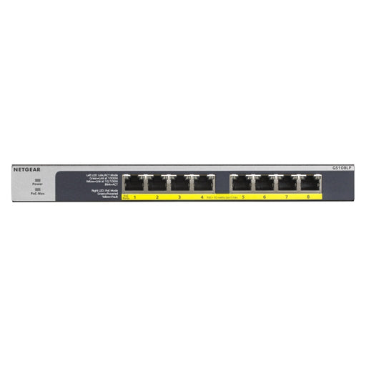 Produktbild Unmanaged Switch - NETGEAR GS108LP Unmanaged Gigabit Ethernet (10/100/1000) Power over Ethernet (PoE) 1U