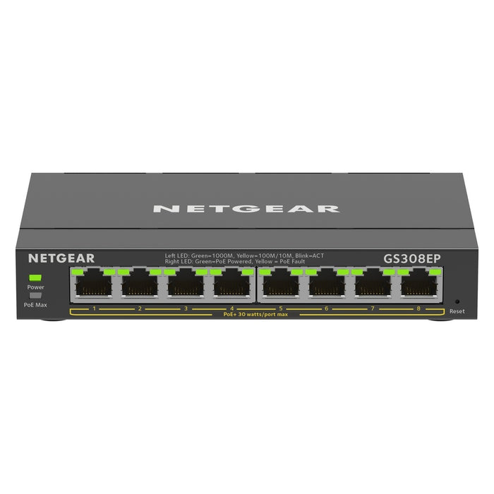 NETGEAR 8-Port Gigabit Ethernet PoE+ Plus Switch (GS308EP) Managed L2/L3 Gigabit Ethernet