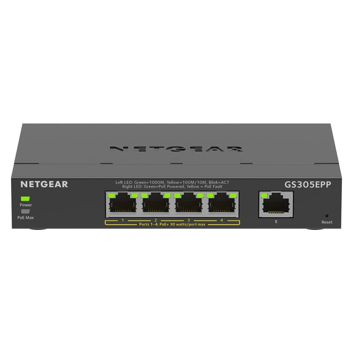 NETGEAR 5-Port Gigabit Ethernet High-Power PoE+ Plus Switch (GS305EPP) Managed L2/L3 Gigabit