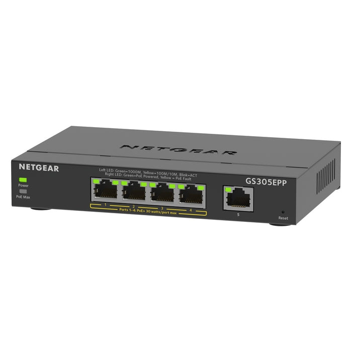 NETGEAR 5-Port Gigabit Ethernet High-Power PoE+ Plus Switch (GS305EPP) Managed L2/L3 Gigabit