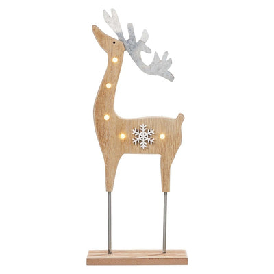 LED-Holzrentier mit Schneeflocke 524079