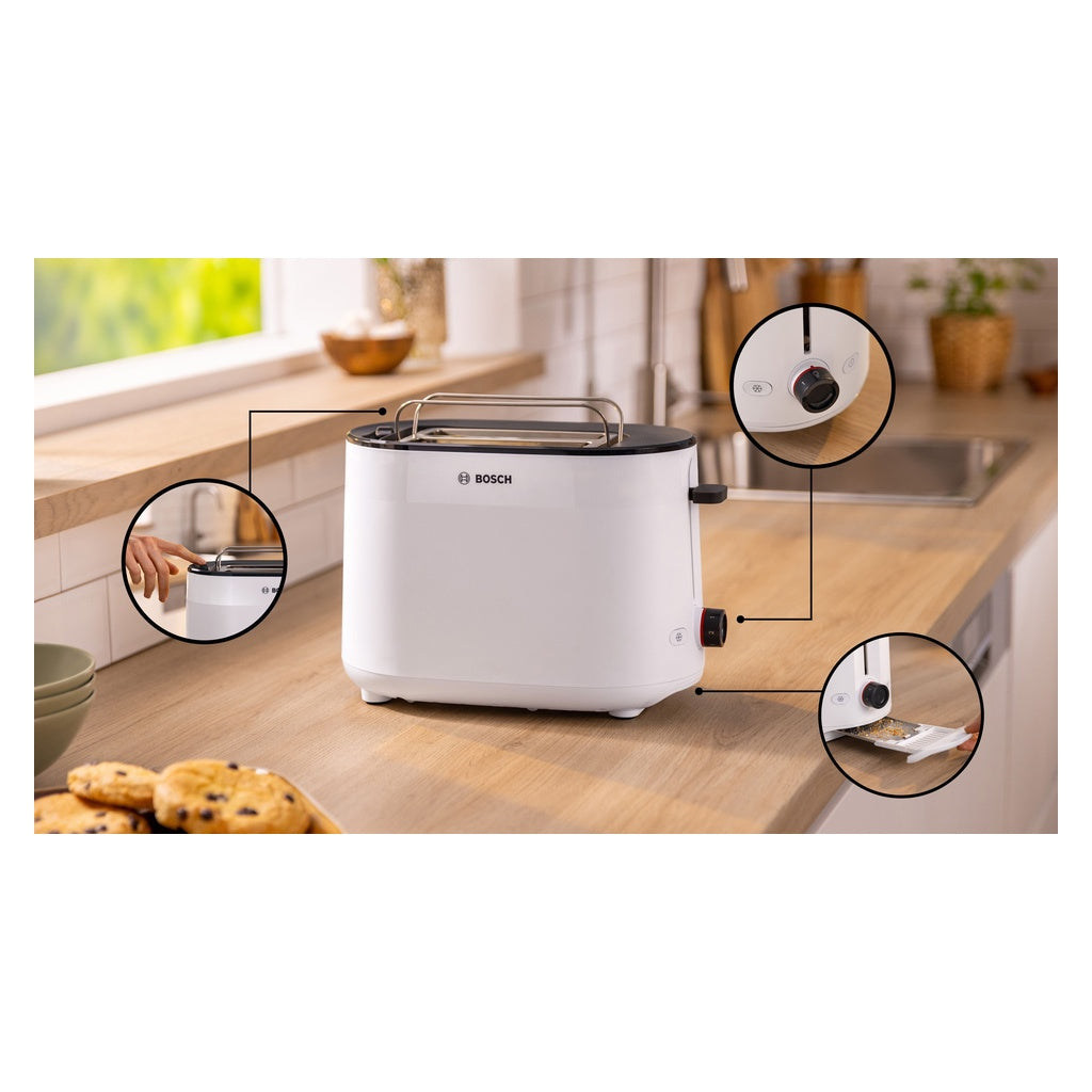 Produktbild Toaster - Bosch TAT2M121 Toaster 6 2 Scheibe(n) 950 W Weiß